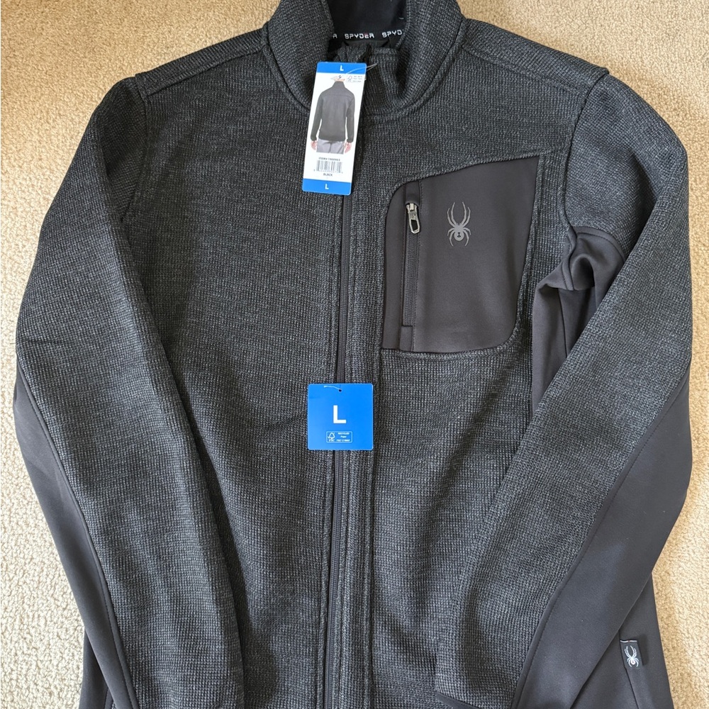 NEW Spyder Men's Black Jacket Full Zip Large (L) NWT